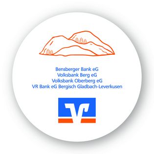 Rundes Logo der VR-Banken mit dem Zusatz Bergische Wanderwochen.