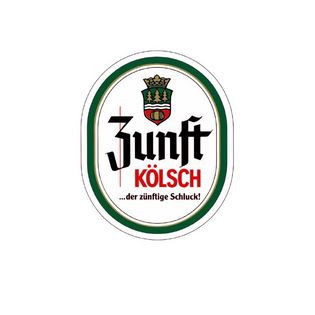Ovales Logo der Brauerei Zunft Kölsch mit altdeutschen Schriftzug Zunft und rotem Wort Kölsch darunter