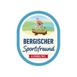 Logo mit Sportler auf Bock vor Landschaft und Schriftzug Bergischer Sportsfreund alkoholfrei